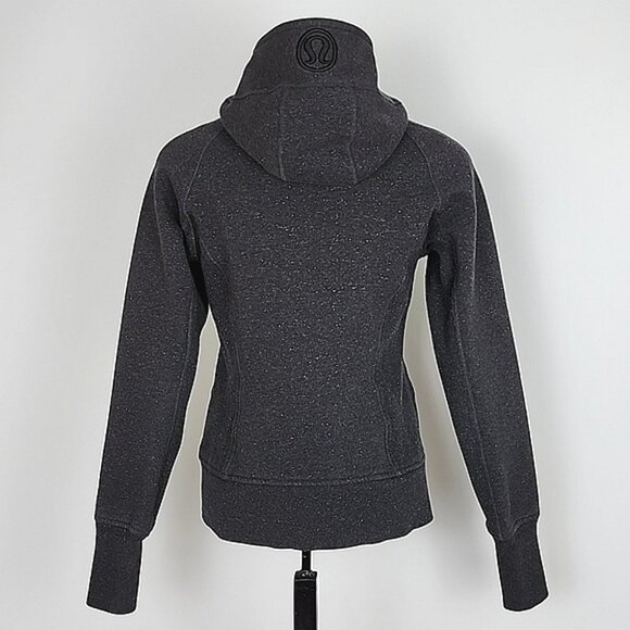Lululemon Sparkle Scuba Hoodie Dark Grey Silver Specks Cotton Thumbholes Sz 8 - Picture 3 of 11